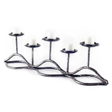 Orville Black Metal Pipe Five Tealight Table Candle Holder from Mercana - Luna Furniture