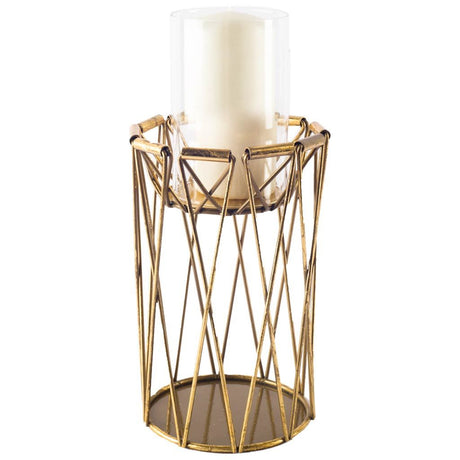 Othello I Tall Antiqued Brass Metal Table Candle Holder from Mercana - Luna Furniture