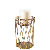 Othello II Short Antiqued Brass Metal Table Candle Holder from Mercana - Luna Furniture