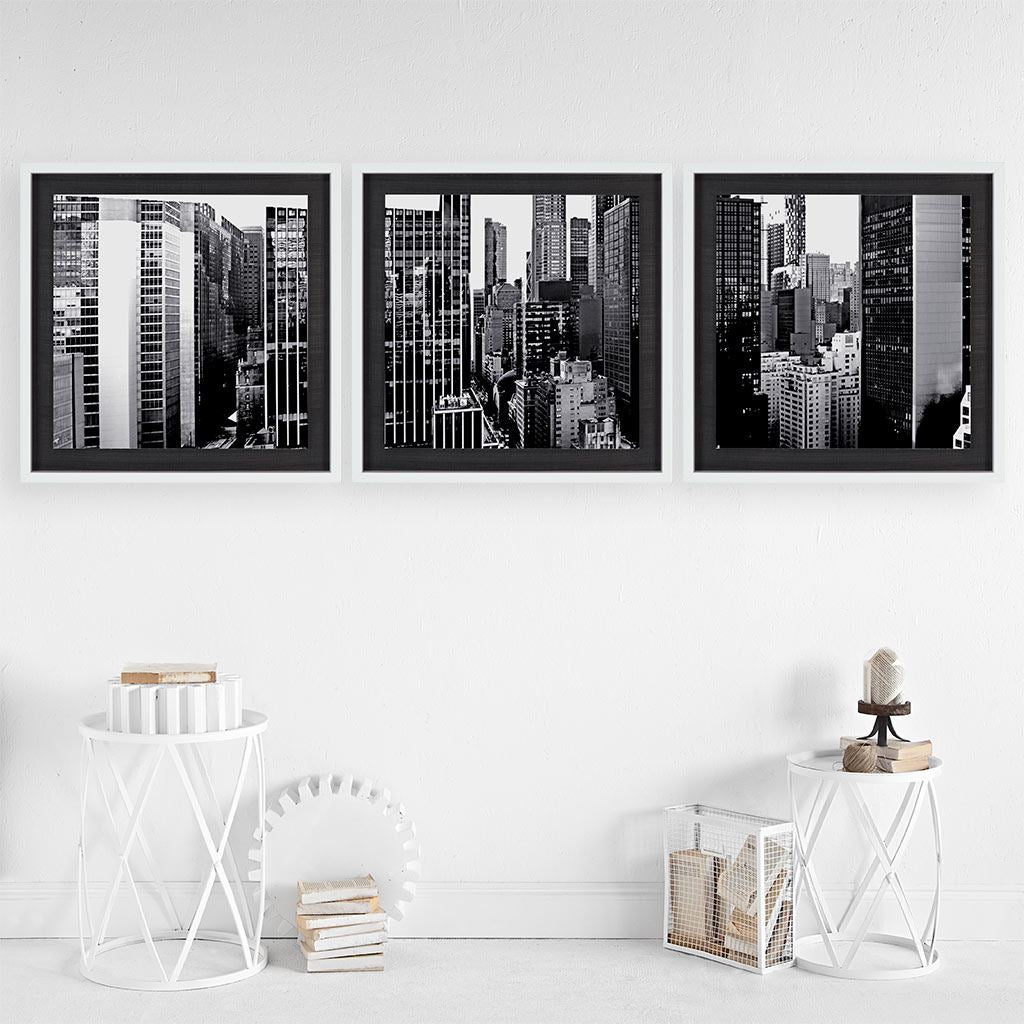 Custom Panorama of NYC VII (MC) (Set of 3) by Jeff Pica Hand Embelished Framed Photo Art Print Matte from Mercana - Luna Furniture