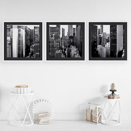 Custom Panorama of NYC VII (MC) (Set of 3) by Jeff Pica Hand Embelished Framed Photo Art Print Matte from Mercana - Luna Furniture