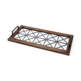 Ellingson 28L x 13W Black Rectangular Metal Glass Wood Bottom Tray from Mercana - Luna Furniture