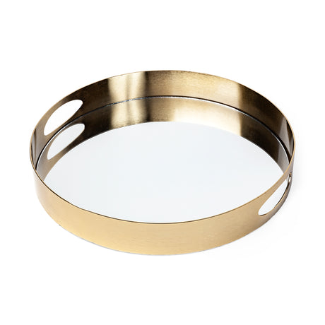 Serkis 15L x 15W Gold Metal Mirrored Base Round Tray from Mercana - Luna Furniture