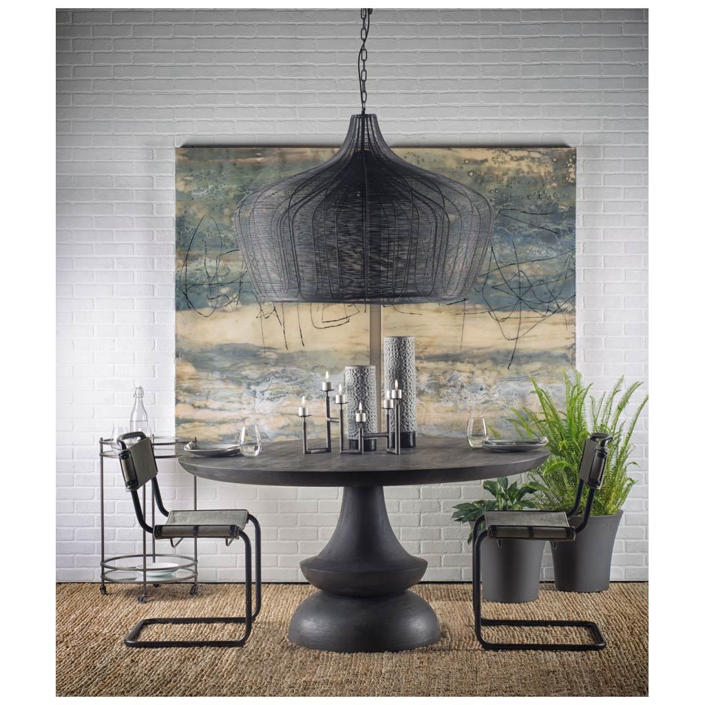 Crossman 60" Round Dark Brown/Gray Solid Wood Table Top & Base Dining Table from Mercana - Luna Furniture