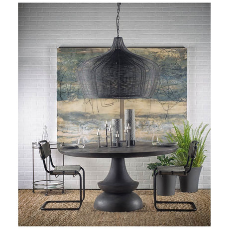 Crossman 60" Round Dark Brown/Gray Solid Wood Table Top & Base Dining Table from Mercana - Luna Furniture