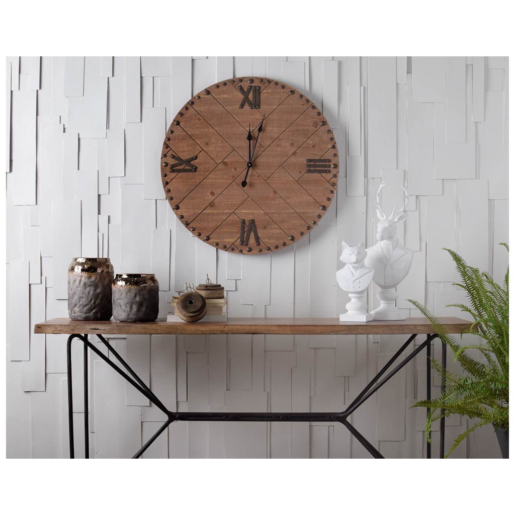 Papillion I 66L x 16W Natural Solid Wood and Iron Console Table from Mercana - Luna Furniture