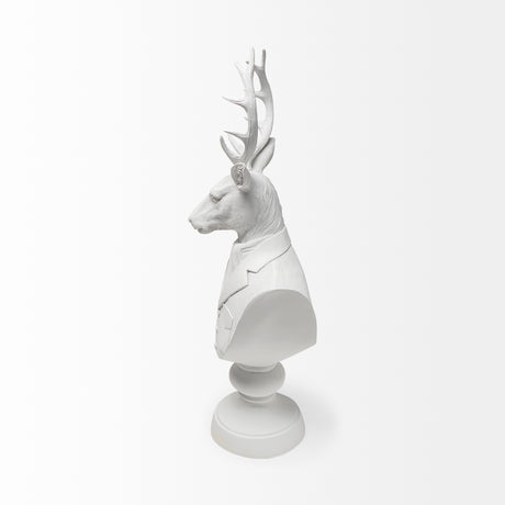 Mozart 8L x 6W White Resin Deer In A Suit from Mercana - Luna Furniture
