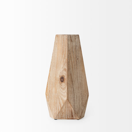 Allen II Small Natural Wooden Base Oval Vase from Mercana - Luna Furniture