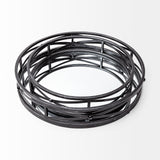 Piers (Set of 2) Black Metal Mirrored Round Trays from Mercana - Luna Furniture