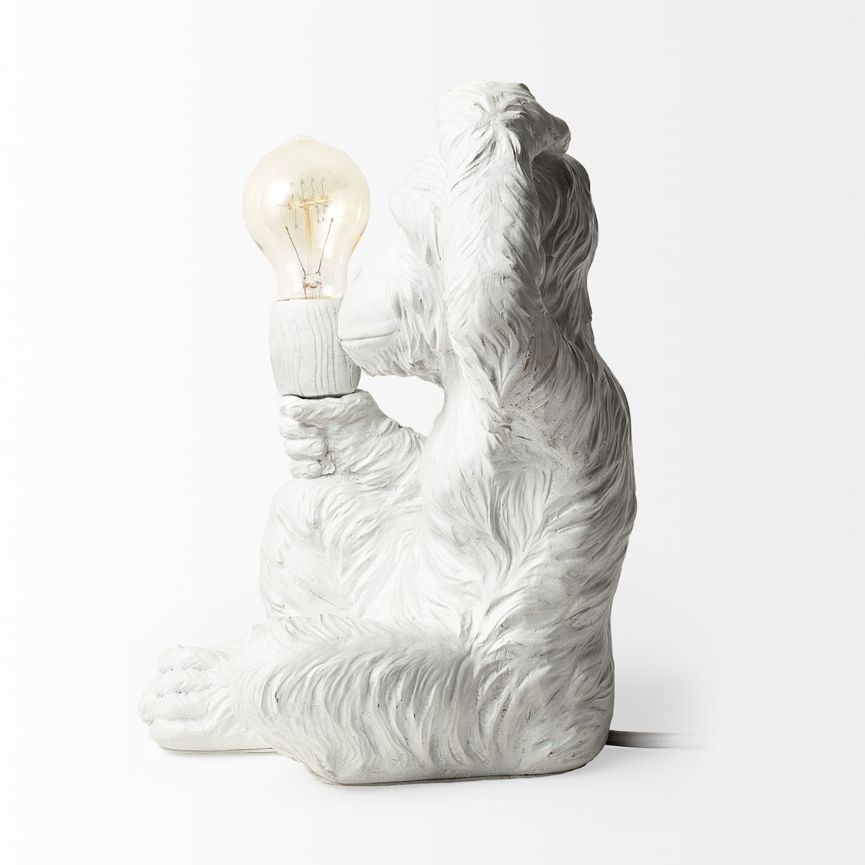 Simia (12"H) White Resin Playful Monkey Table Lamp from Mercana - Luna Furniture