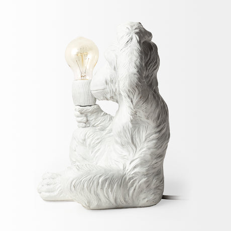 Simia (12"H) White Resin Playful Monkey Table Lamp from Mercana - Luna Furniture