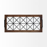 Ellingson 28L x 13W Black Rectangular Metal Glass Wood Bottom Tray from Mercana - Luna Furniture