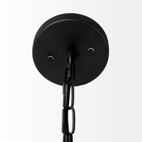 Leighton II 15x20 Black Metal Spherical Pendant Light from Mercana - Luna Furniture