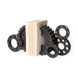 Cogsworth Set of 2 14L x 4W Brown Resin Industrial Gear Bookends from Mercana - Luna Furniture