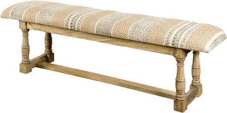 Greenfield II 59L x 14W Patterned Tan Upholstered Wood Frame Accent Bench from Mercana - Luna Furniture
