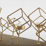 Salvador II Wood Base Brass Cube Tea Light Table Candle Holder from Mercana - Luna Furniture
