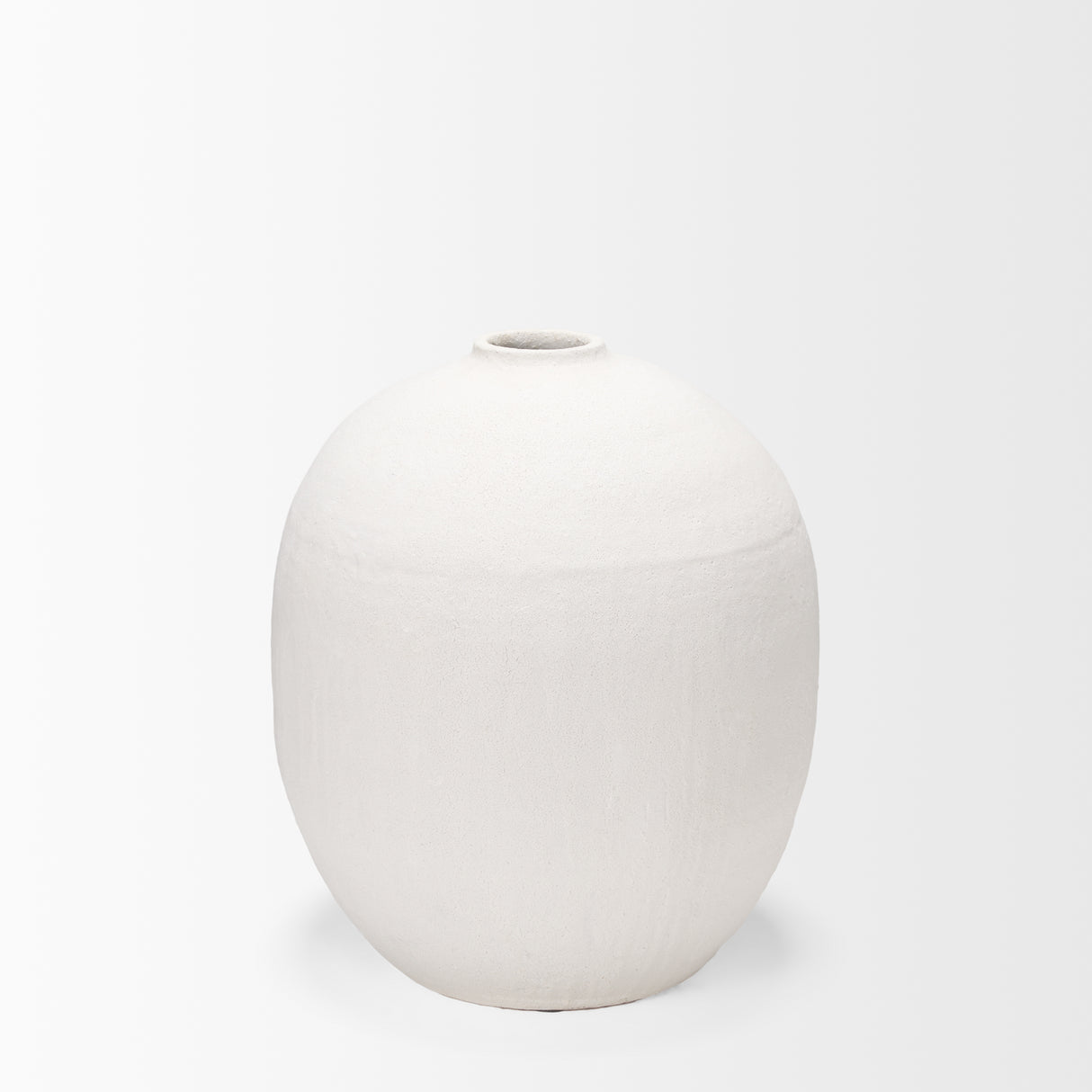 Karakum I Short White Textured Ceramic Vase from Mercana - Luna Furniture