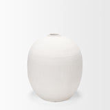 Karakum I Short White Textured Ceramic Vase from Mercana - Luna Furniture
