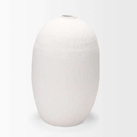 Karakum II Large White Textured Ceramic Vase from Mercana - Luna Furniture