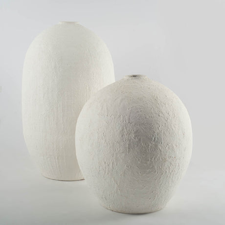 Karakum II Large White Textured Ceramic Vase from Mercana - Luna Furniture