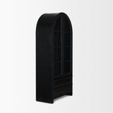 Gehry 72.3" H Dark Brown Metal Brown Wood and Glass Door Display Cabinet from Mercana - Luna Furniture