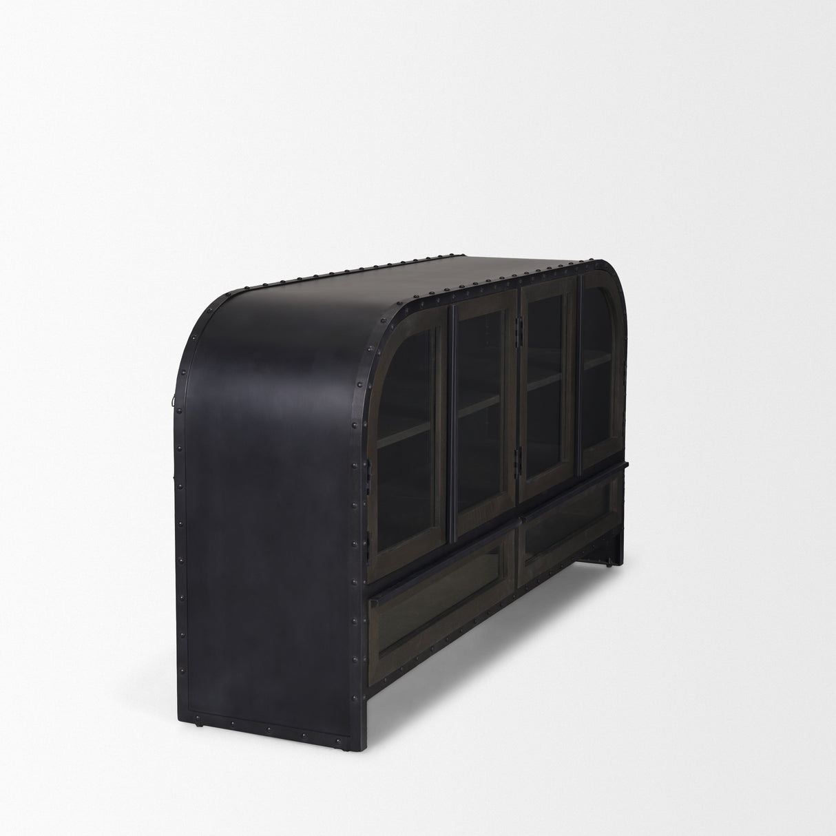 Gehry I 62.3x16.5 Black Metal Frame w/Wood Accent 4 Cabinet Door Two Drawer Sideboard from Mercana - Luna Furniture