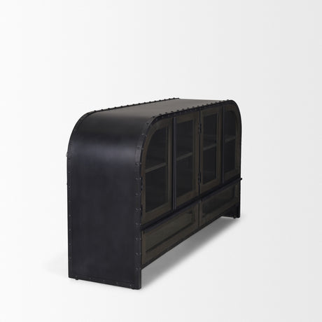 Gehry I 62.3x16.5 Black Metal Frame w/Wood Accent 4 Cabinet Door Two Drawer Sideboard from Mercana - Luna Furniture