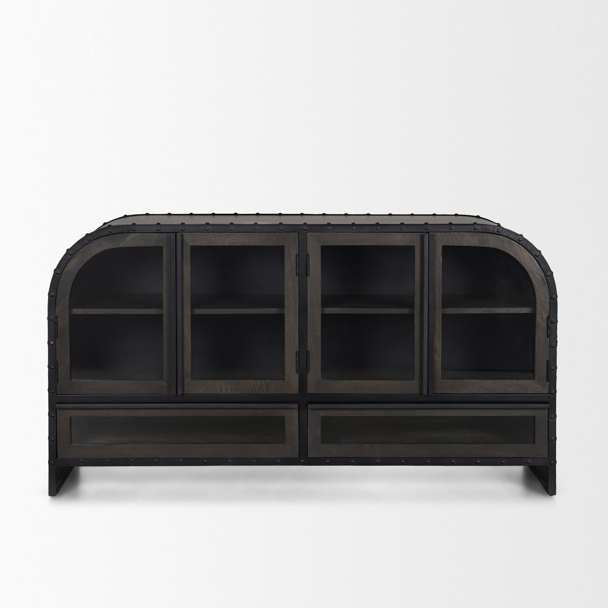 Gehry I 62.3x16.5 Black Metal Frame w/Wood Accent 4 Cabinet Door Two Drawer Sideboard from Mercana - Luna Furniture