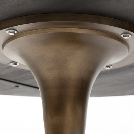McLeod II 54 L x 54 W x 28.75 H Round Brown Solid Wood Top Gold Metal Base Dining Table from Mercana - Luna Furniture