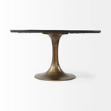 McLeod II 54 L x 54 W x 28.75 H Round Brown Solid Wood Top Gold Metal Base Dining Table from Mercana - Luna Furniture