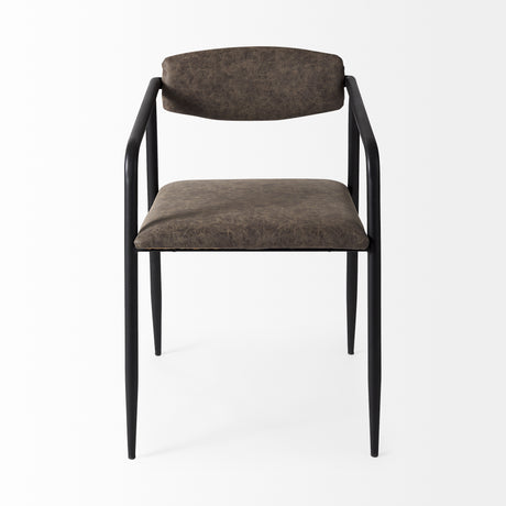 Langston Brown Faux-Leather Seat Black Iron Frame Dining Chair, Set of 2 from Mercana - Luna Furniture