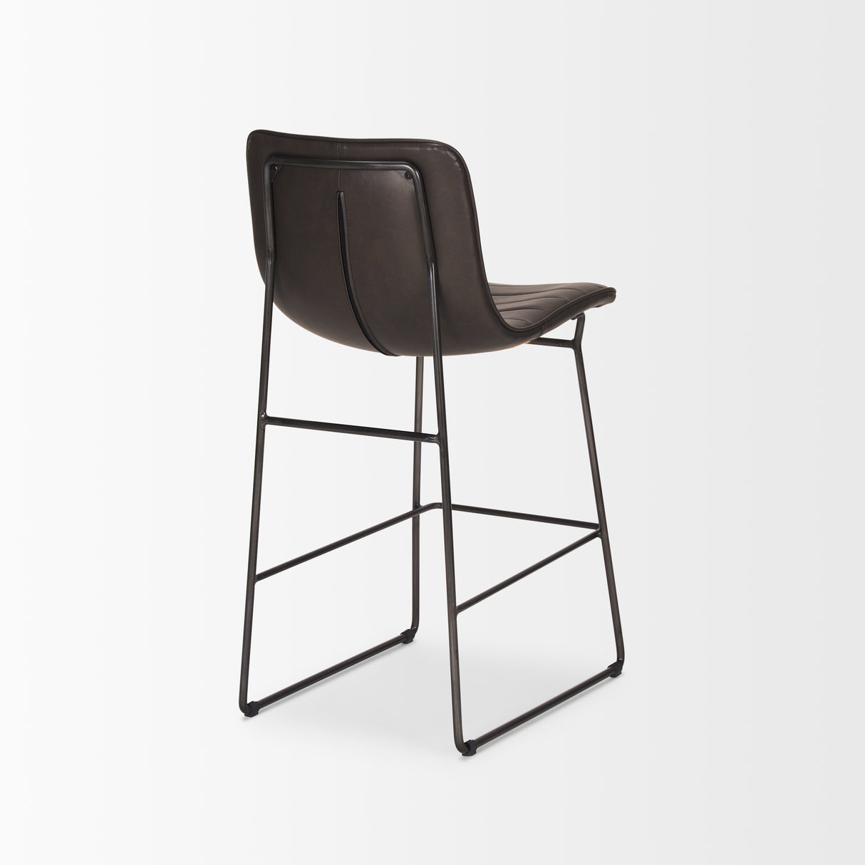 Meritt 37"H Black Faux-Leather Seat W/ Black Metal Frame Stool from Mercana - Luna Furniture