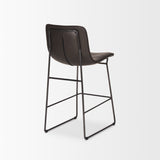 Meritt 37"H Black Faux-Leather Seat W/ Black Metal Frame Stool from Mercana - Luna Furniture