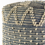 Rofi Blue Denim and Cream Cotton Stitched Square Pouf from Mercana - Luna Furniture