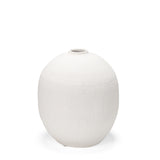 Karakum I Short White Textured Ceramic Vase from Mercana - Luna Furniture