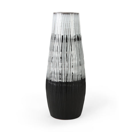 Tanami I Tall Dark Brown/White Ceramic Vase from Mercana - Luna Furniture