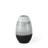 Tanami II Short Dark Brown/White Glazed Ceramic Vase from Mercana - Luna Furniture