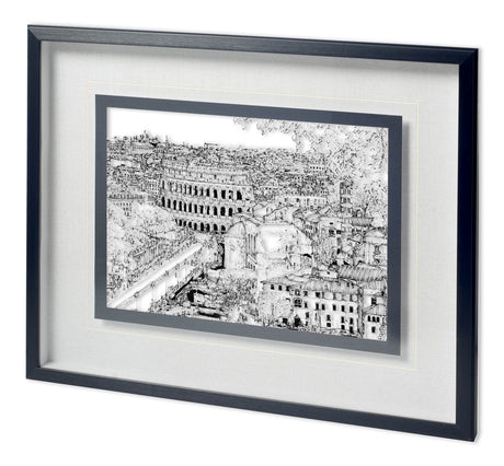 Tour of Europe III by Melissa Wang a Hand Embellished Textured Framed Art Print Matted under Glass from Mercana - Luna Furniture