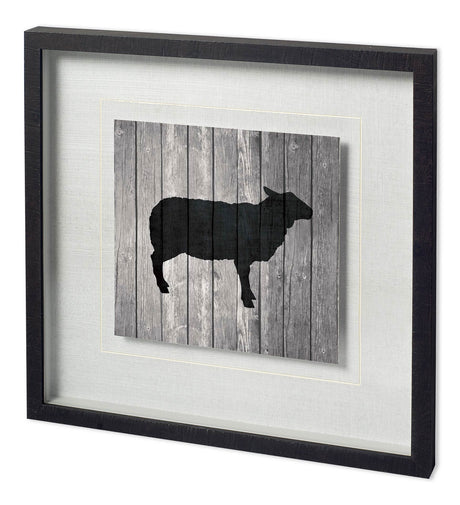 BARN SHEEP by TANDI VENTER a Hand Embellished Textured Framed Art Print Matted under Glass from Mercana - Luna Furniture