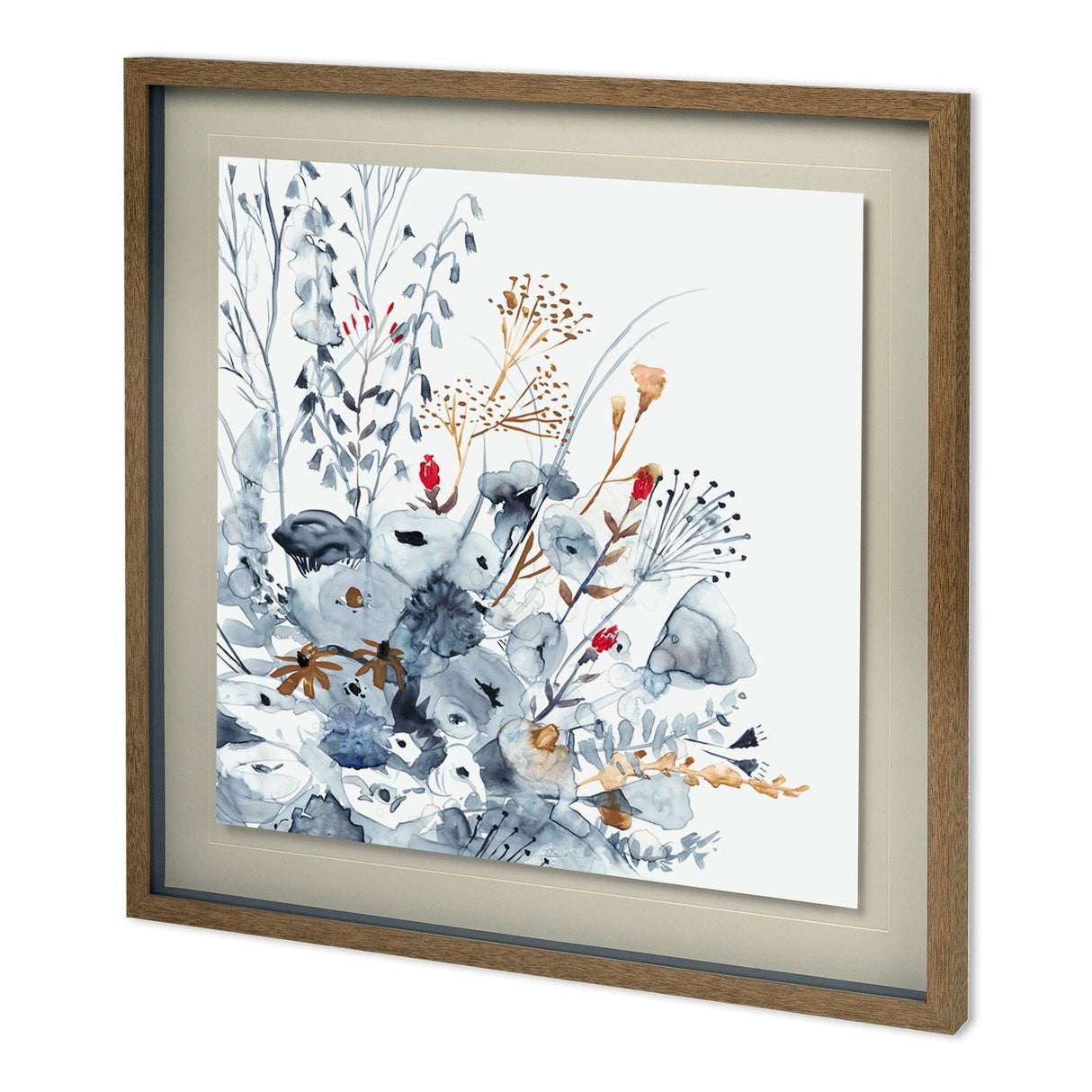 Custom Indigo & Ochre II by Victoria Borges Hand Embellished Framed Art Print Matted under Glass from Mercana - Luna Furniture