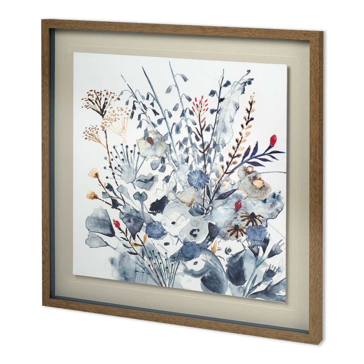 Custom Indigo & Ochre I by Victoria Borges Hand Embellished Framed Art Print Matted under Glass from Mercana - Luna Furniture