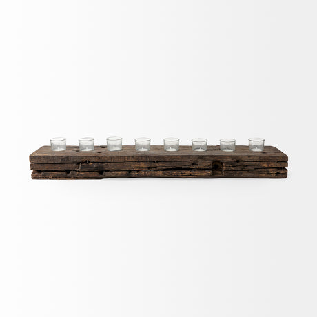 Lakara Reclaimed Wood Eight Tealight Table Candle Holder from Mercana - Luna Furniture