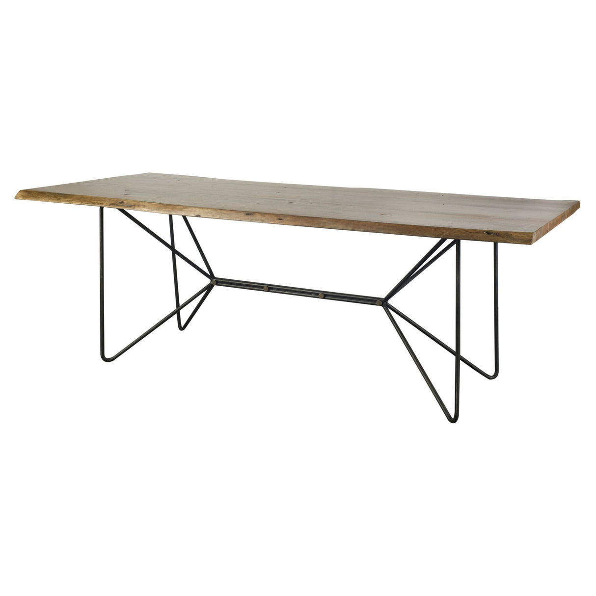 Papillion II 84.0L x 38.0W x 30.0H Rectangular Natural Wood Top W/Black Iron Base Dining Table from Mercana - Luna Furniture