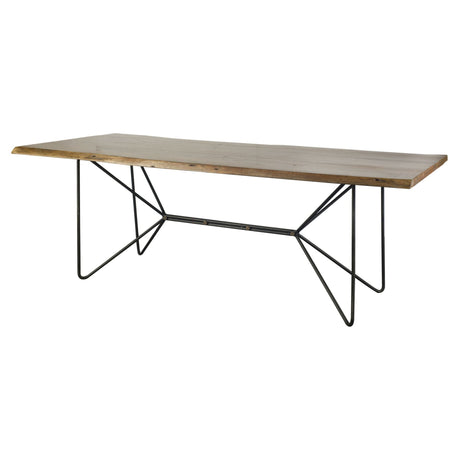 Papillion II 84.0L x 38.0W x 30.0H Rectangular Natural Wood Top W/Black Iron Base Dining Table from Mercana - Luna Furniture