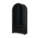 Gehry 72.3" H Dark Brown Metal Brown Wood and Glass Door Display Cabinet from Mercana - Luna Furniture