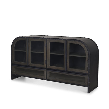 Gehry I 62.3x16.5 Black Metal Frame w/Wood Accent 4 Cabinet Door Two Drawer Sideboard from Mercana - Luna Furniture