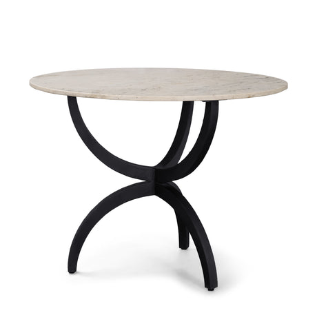 Veneto 40" Round White Marble Top with Black Metal Base Dining Table from Mercana - Luna Furniture