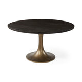 McLeod II 54 L x 54 W x 28.75 H Round Brown Solid Wood Top Gold Metal Base Dining Table from Mercana - Luna Furniture