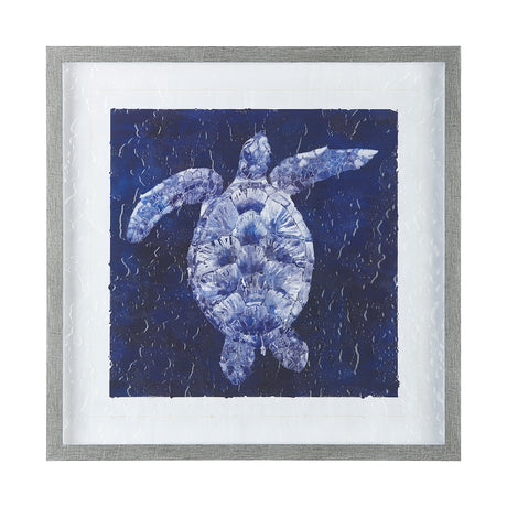 Sea Turtle Shadow II by Grace Popp a Hand Embellished Textured Framed Art Print Matted under Glass from Mercana - Luna Furniture