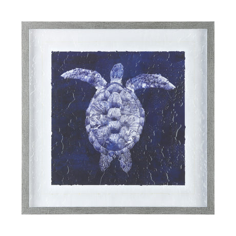 Sea Turtle Shadow I by Grace Popp a Hand Embellished Textured Framed Art Print Matted under Glass from Mercana - Luna Furniture